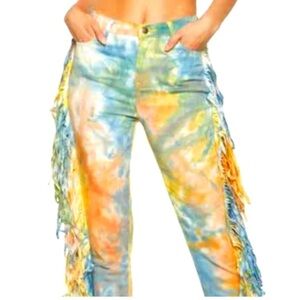 DAISY ⭐️ tie dye fringe jeans
